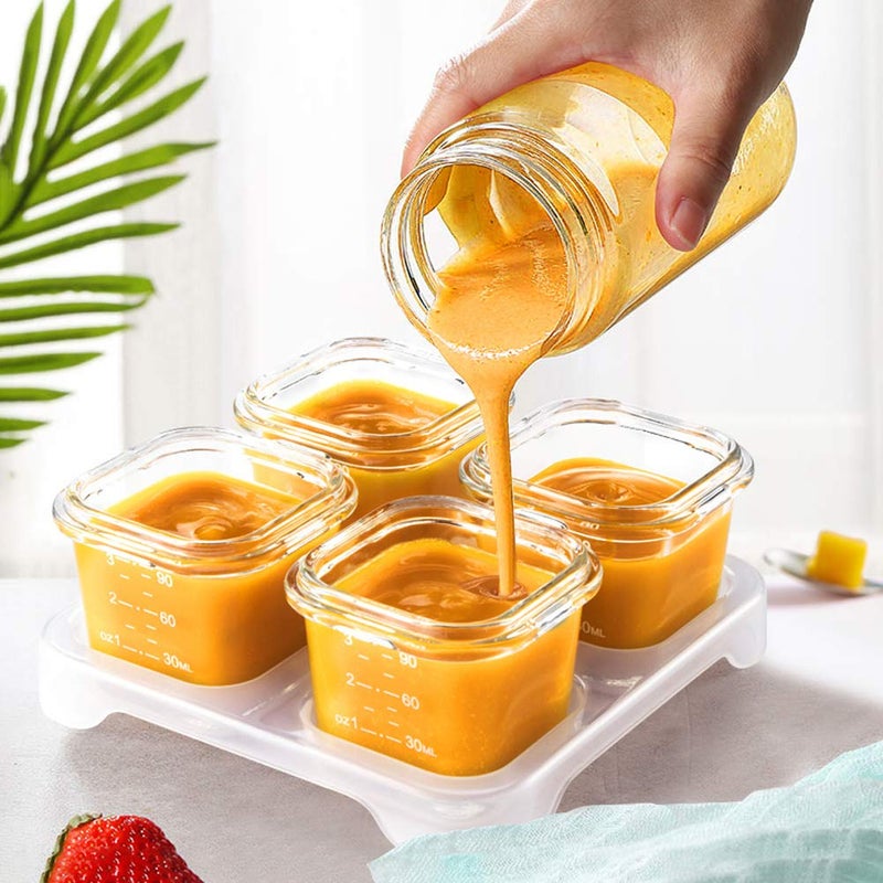 Matyz 4-Pack Glass Baby Food Containers with Airtight Lids and Stackable Tray (Mint Green, 3 OZ Each) - Glass Food Containers Freezer Safe for Baby Toddler - Stackable Baby Food Containers Glass - Image 5
